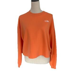 The North Face Sweatshirt Women's Medium Simple Logo Crew Orange Pullover Casual